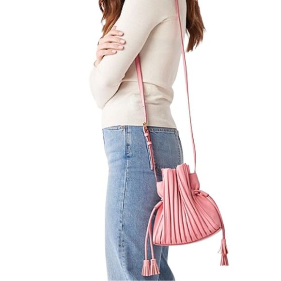 Fossil Rayna Pleated Drawstring Crossbody Bubblegum Pink - Picture 3 of 5